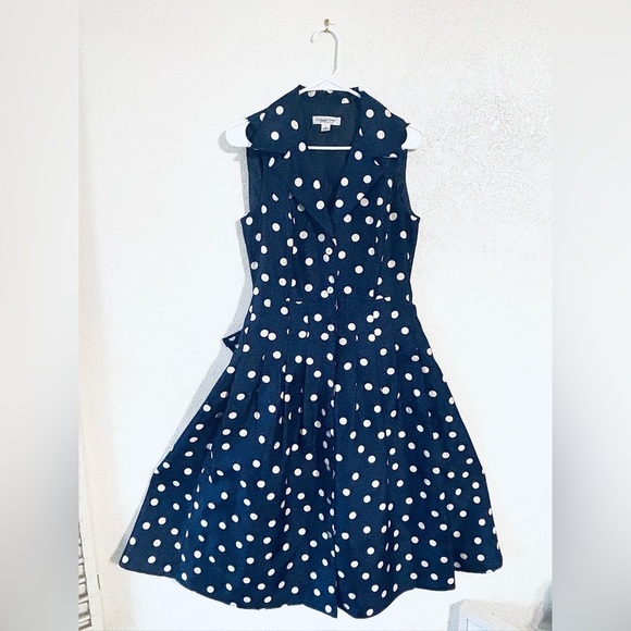 Coldwater Creek Blue and White Midi Dress Size 8 - Picture 3 of 4